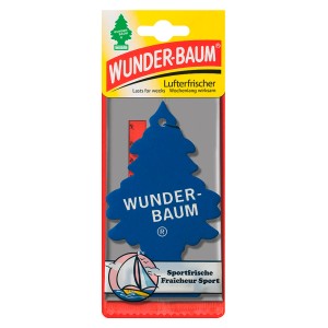 Wunderbaum Lufterfrischer Sportfrische, blauer Duftbaum für Auto mit Segelboot-Motiv.