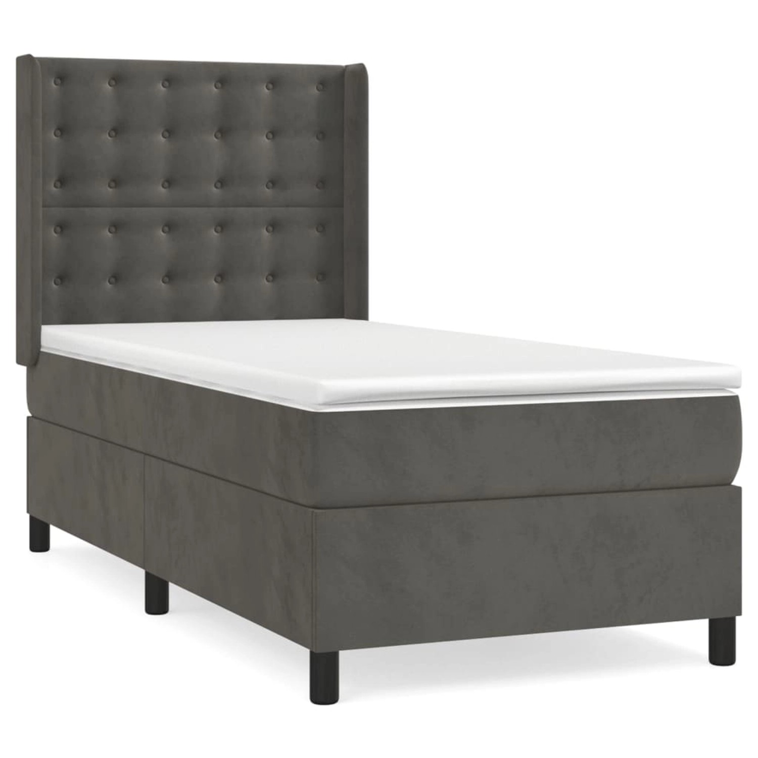 vidaXL Boxspringbett mit Matratze Dunkelgrau 100x200 cm Samt1386904 günstig online kaufen