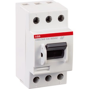ABB Hauptschalter für Hutschiene mit Schraubklemmen, 3-polig, 63A.