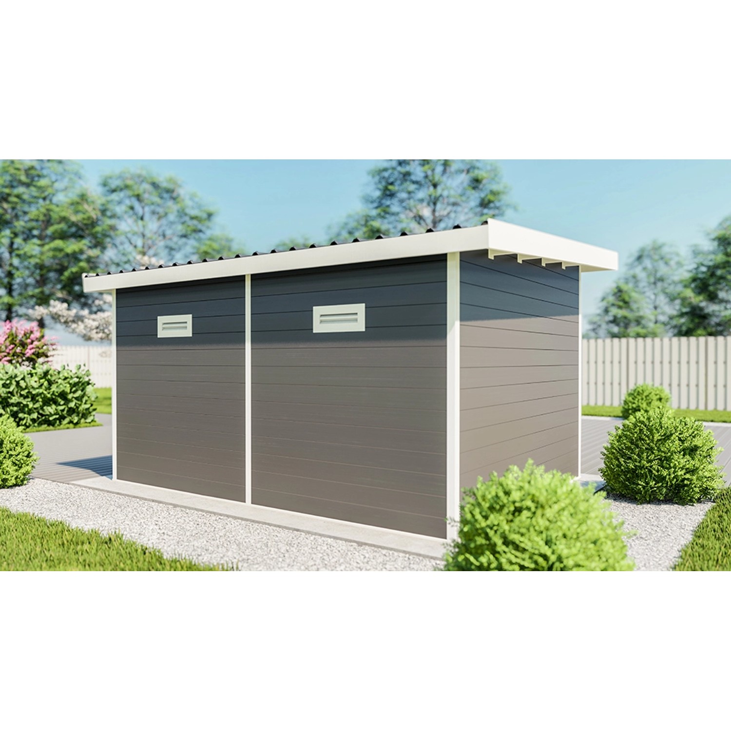 Elephant WPC Gartenhaus mit Flachdach Anthrazit L kaufen bei OBI