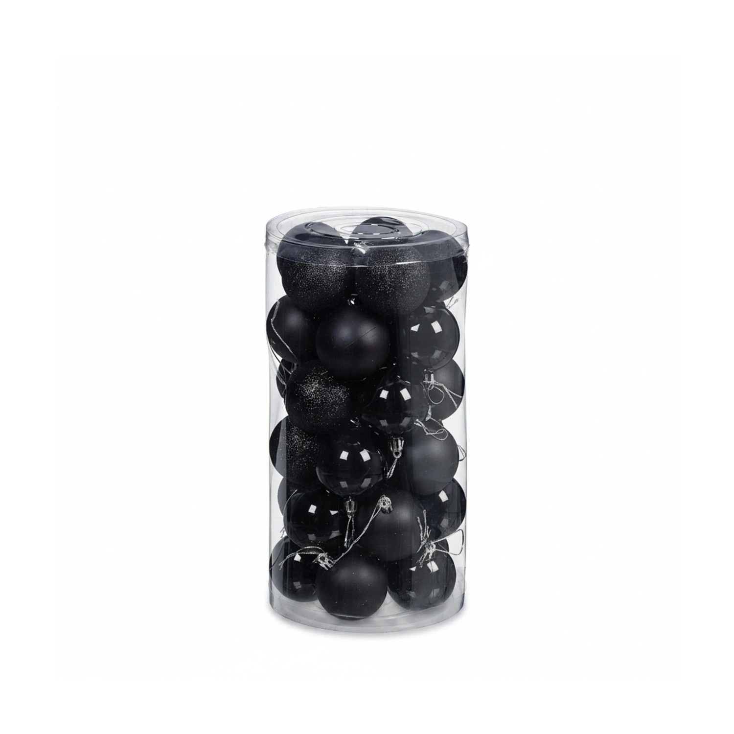 Relaxdays Weihnachtskugeln Kunststoff Schwarz Bruchsicher 30er Set 7 cm x 6 cm