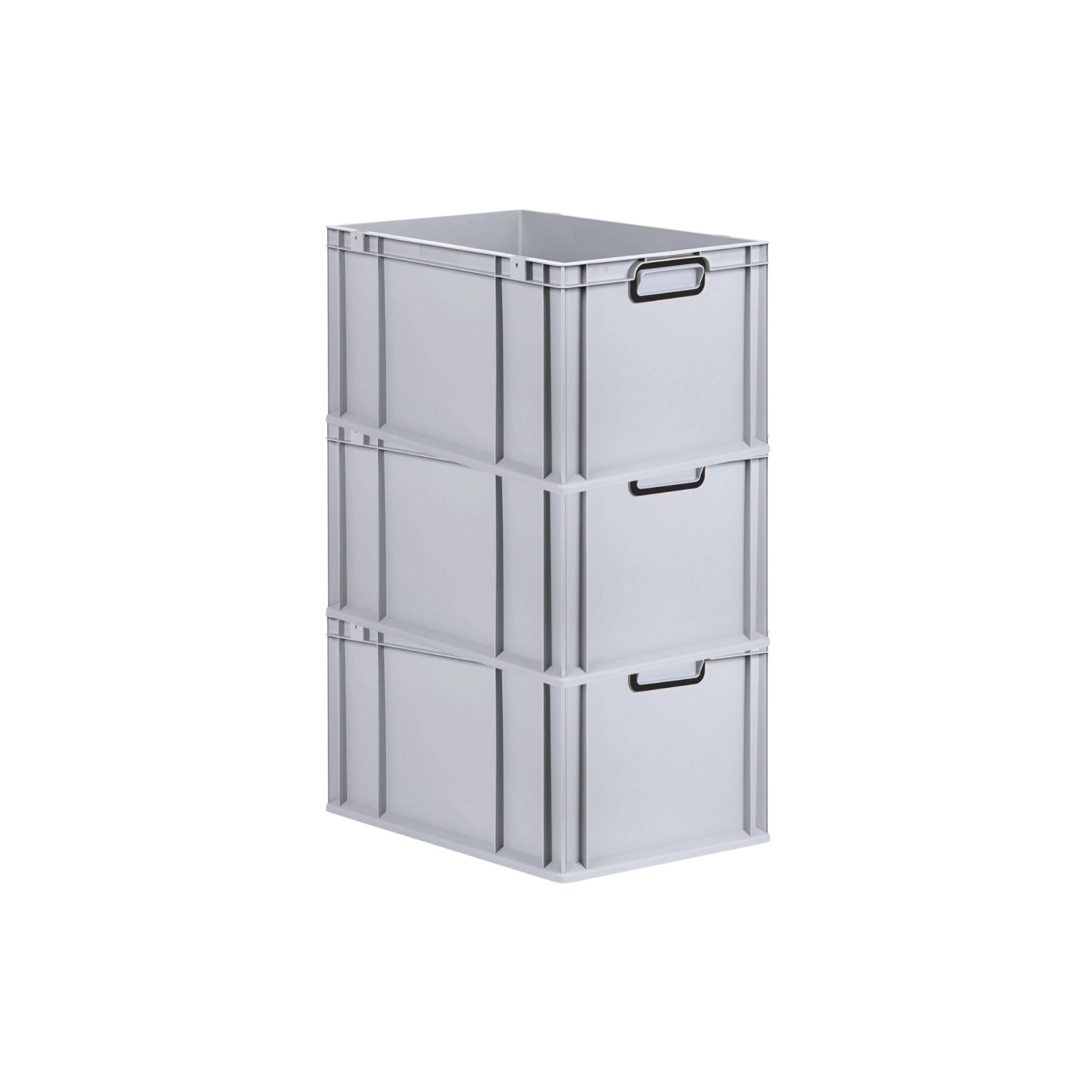 PROREGAL SuperSparSet 3x Eurobox Nextgen Color HxBxT 32x40x60cm 65 Liter Griffe Schwarz Geschlossen Grau Eurobehälter Tr...