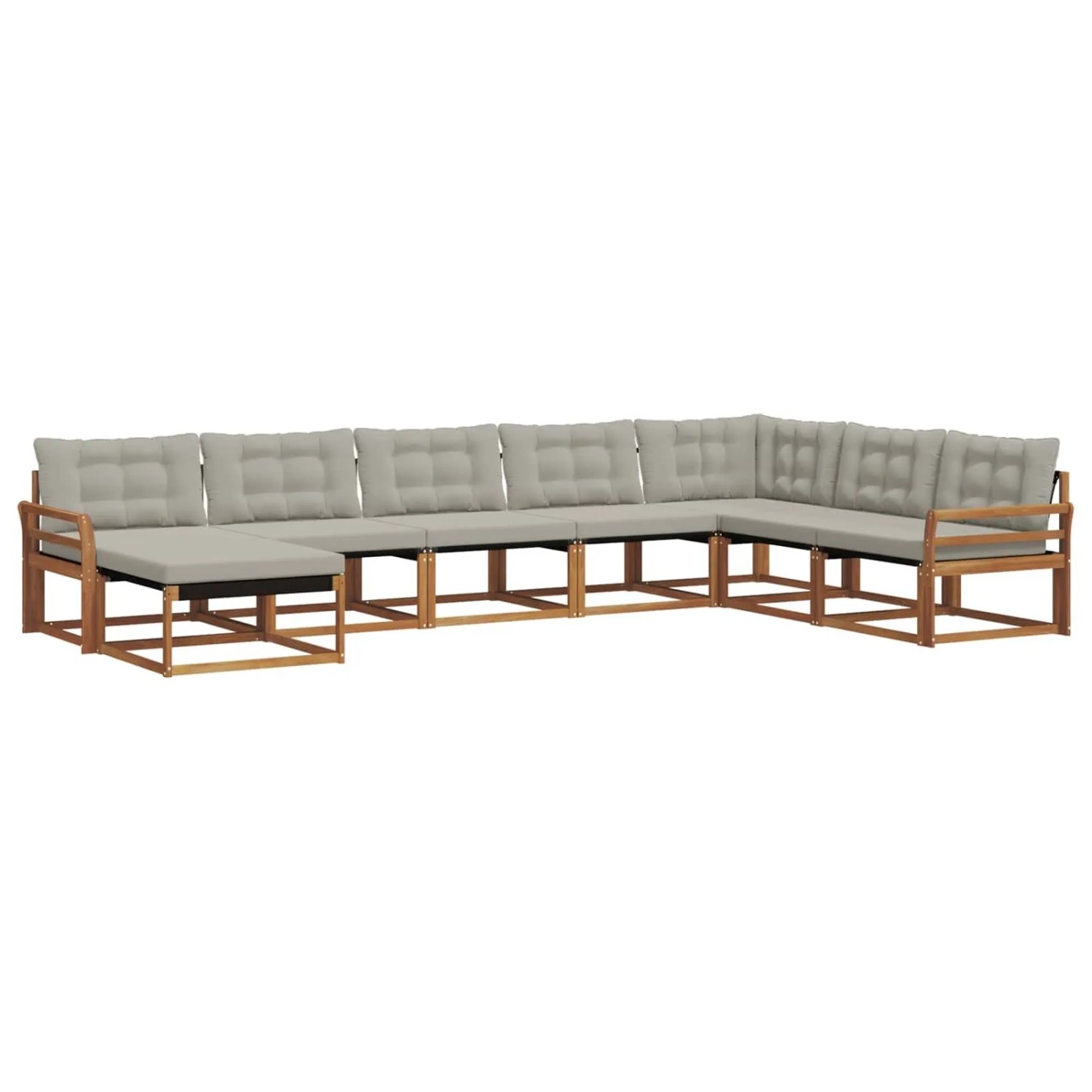 vidaXL Outdoor-Sofagarnitur mit Kissen 8-Tlg Natur und Hellgrau 3369746