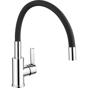 baliv Küchenarmatur KI-1100 in Chrom-Schwarz mit flexiblem, schwenkbarem Auslauf.