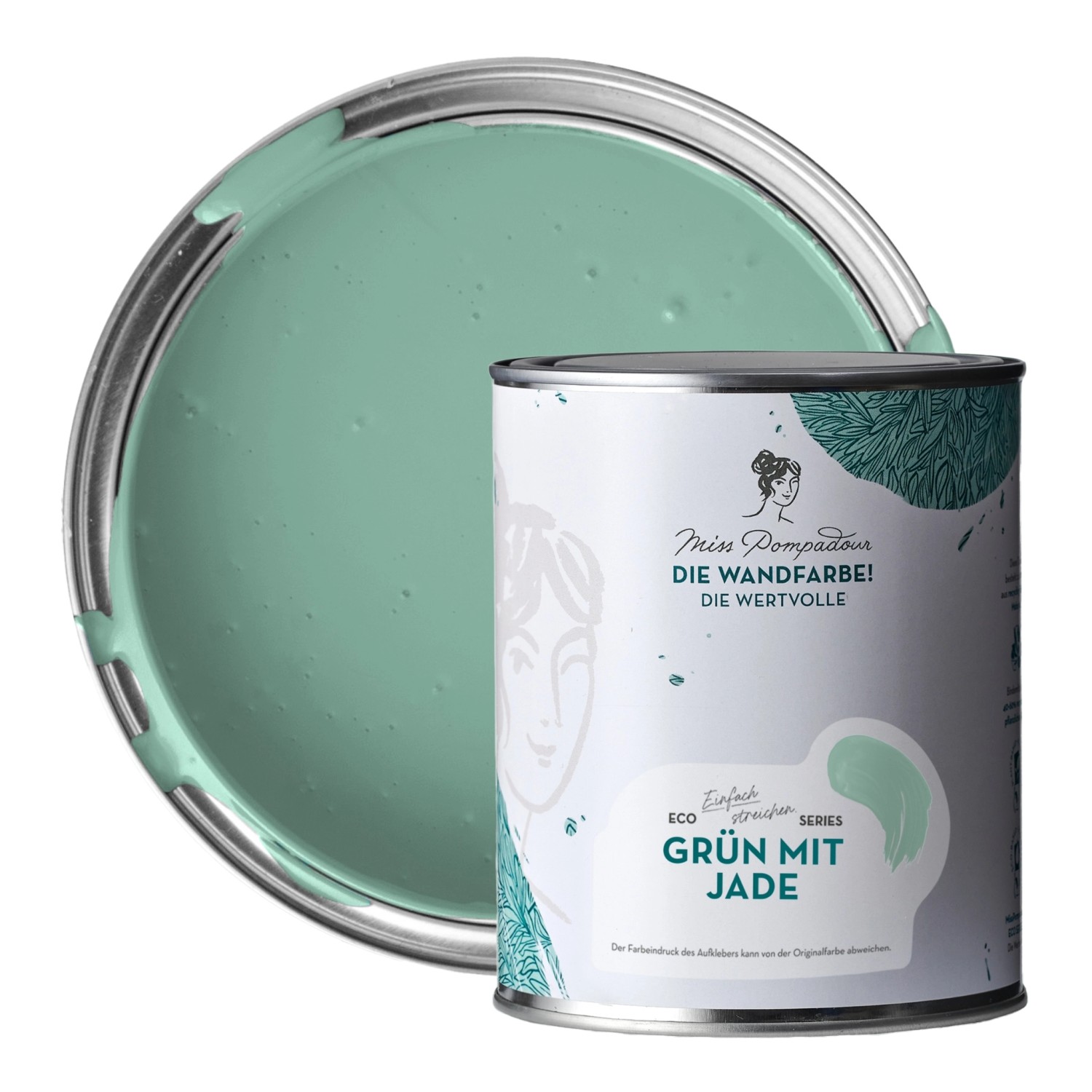 MissPompadour Extramatte Wandfarbe Grün mit Jade 1L Hochdeckend Spritzfrei
