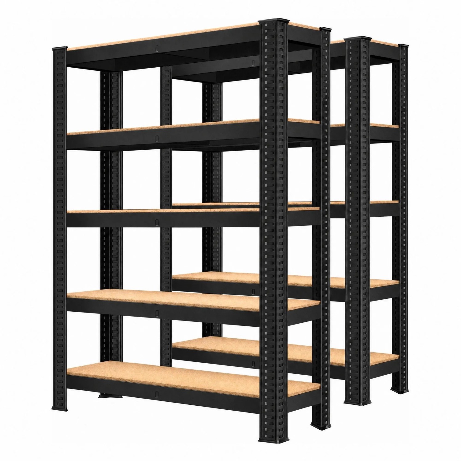 MASKO Schwerlastregale 180 x 90 x 40 cm 5 Böden 875 kg Schwarz 2er Set