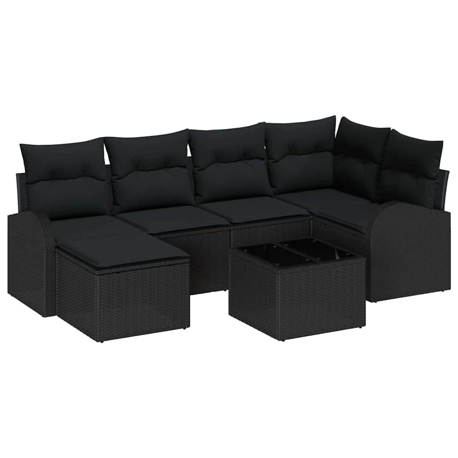 vidaXL Garten-Sofa-Set mit Kissen 7-Tlg Schwarz Poly Rattan 3346123 günstig online kaufen