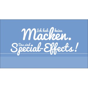 Dekopanel mit Spruch: Ich hab keine Macken. Wandbild in Blau und Weiß, 15,5x27,5 cm.