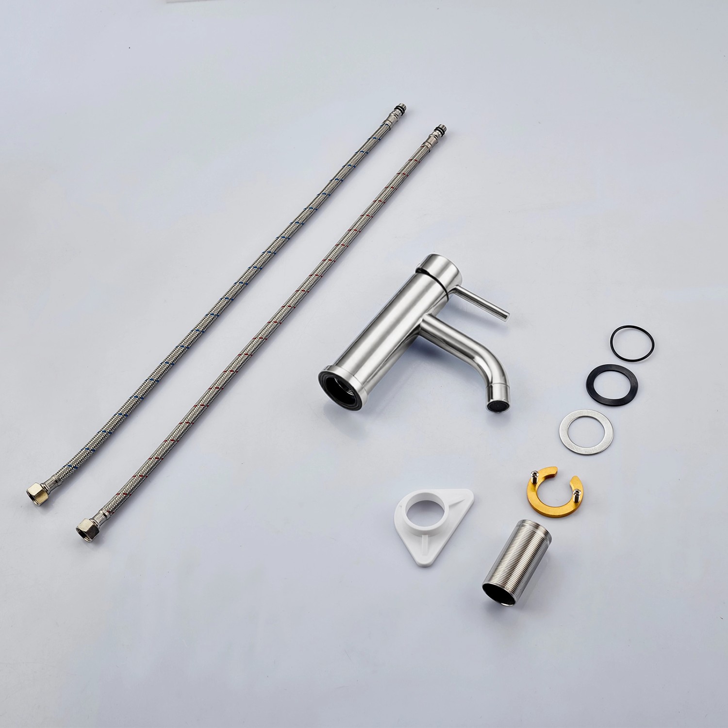 AICA Wasserhahn Silber Bad Niedriger Waschtischarmatur Waschbecken Armaturen 304 Edelstahl Einhebelmischer Mischbatterie_4