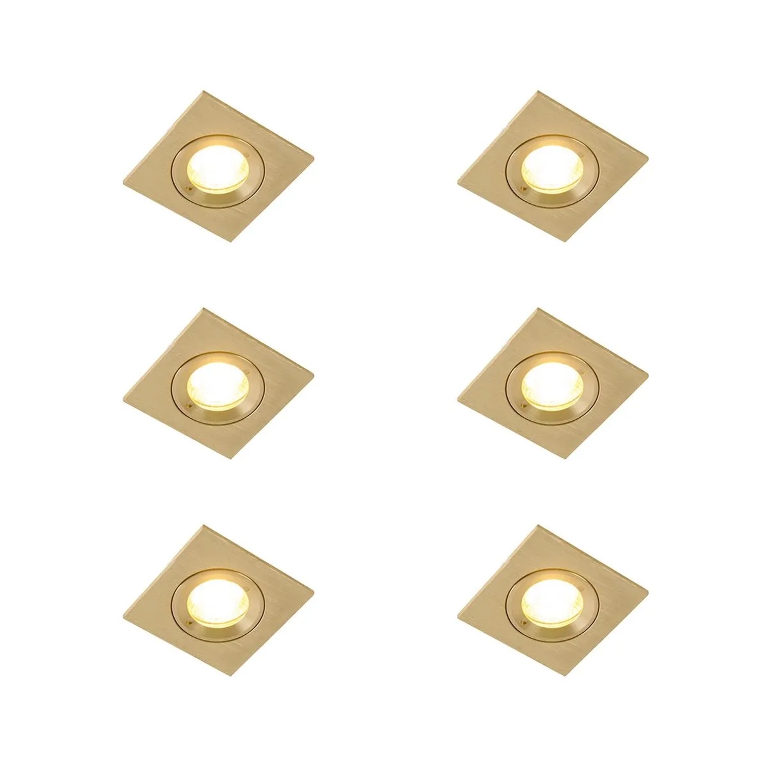 QAZQA Set mit 6 Modernen Einbaustrahlern Gold Quadratisch IP44 Xena