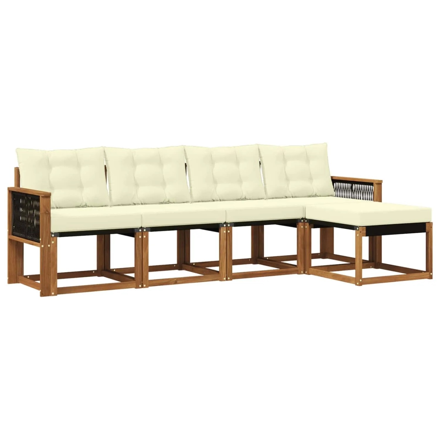 vidaXL Outdoor-Sofagarnitur mit Kissen 5 Stk Natur und Creme 3381886