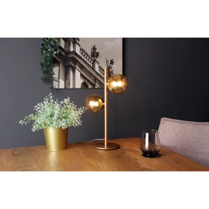 Eco-Light Tischleuchte Neptun, 2-flammig, Messing, mit zwei runden Leuchtkörpern.