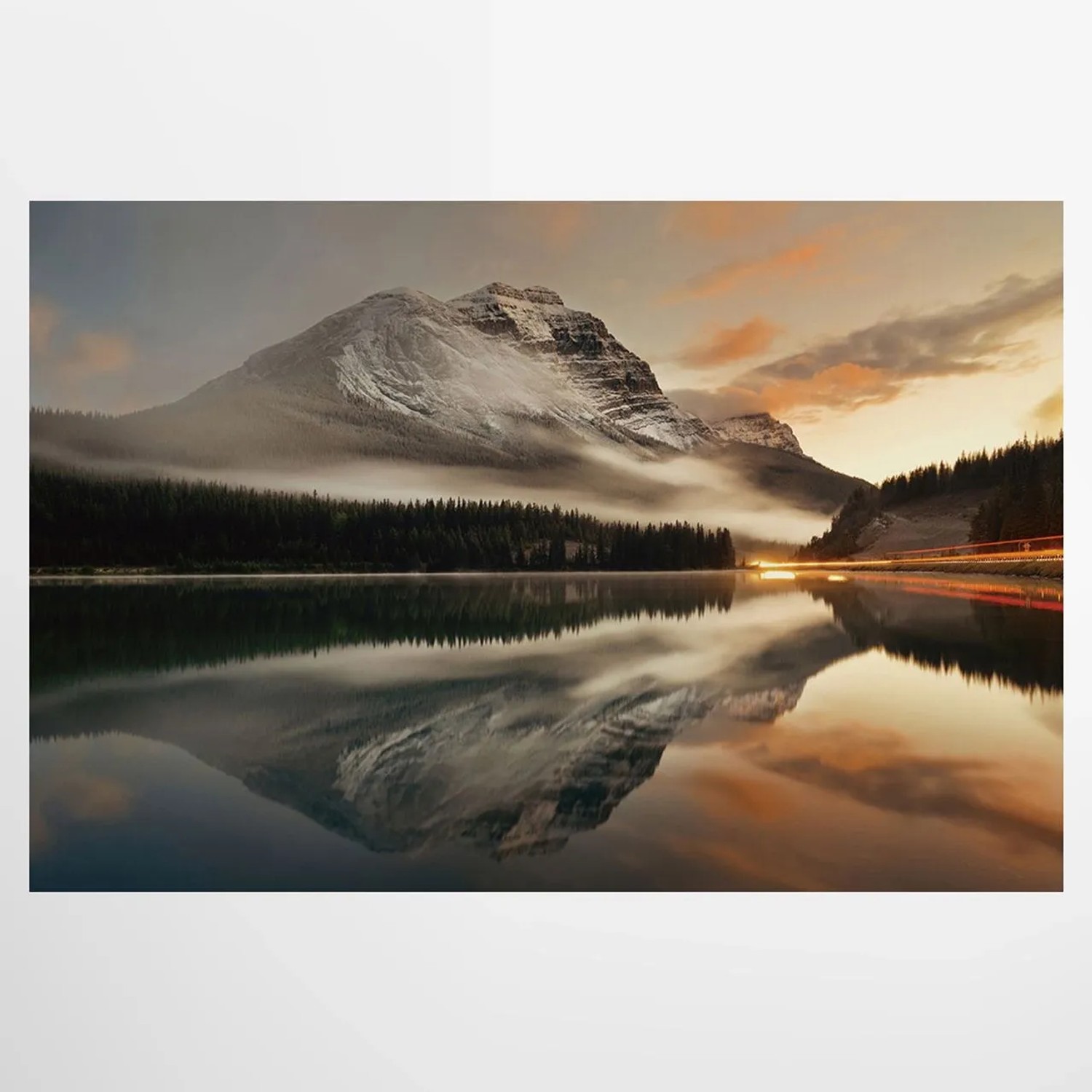 Art Universe Glasbilder Berg Der Sich Im See Spiegelt 100 x 150 cm