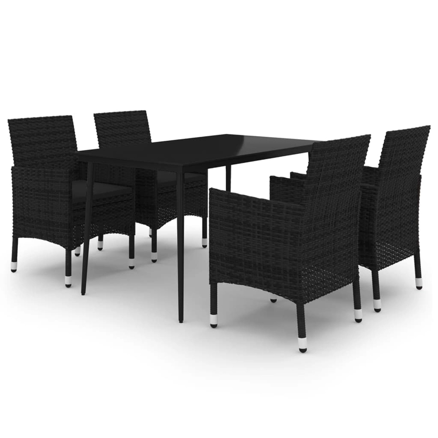 vidaXL 5-Tlg Garten-Essgruppe mit Auflagen Poly Rattan und Glas 3099735