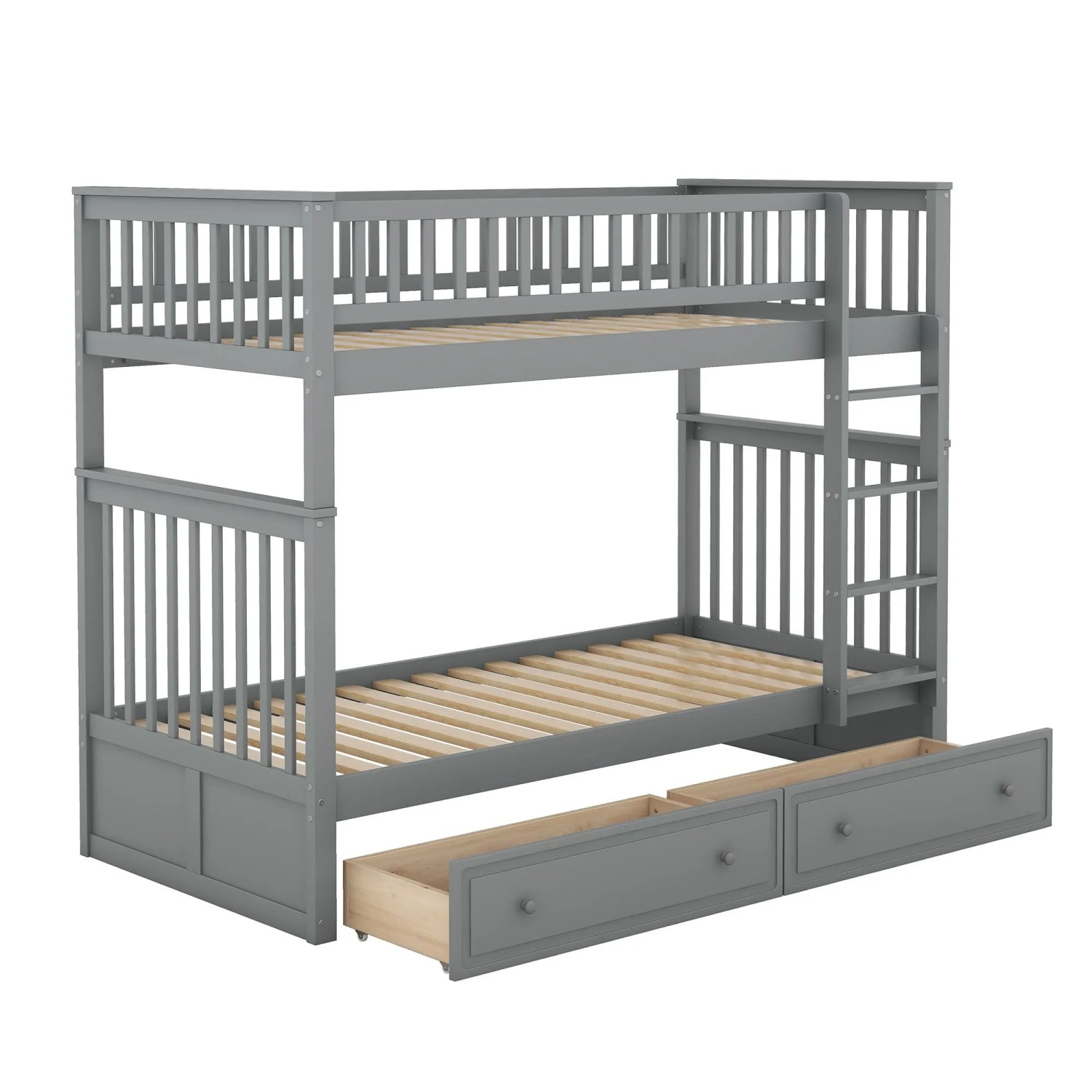 okwish Etagenbett 90x200cm mit Schubladen und Cabrio Funktion Grau ohne Matratze
