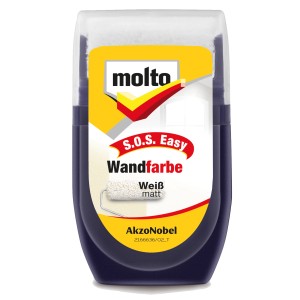 Molto Wandfarbe S.O.S. Easy, 30ml, Weiß-Matt, mit integrierter Rolle für Ausbesserungen.