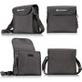 Bresser Fernglas Hunter 7x50: Schwarze Tasche mit Trageriemen in verschiedenen Ansichten.