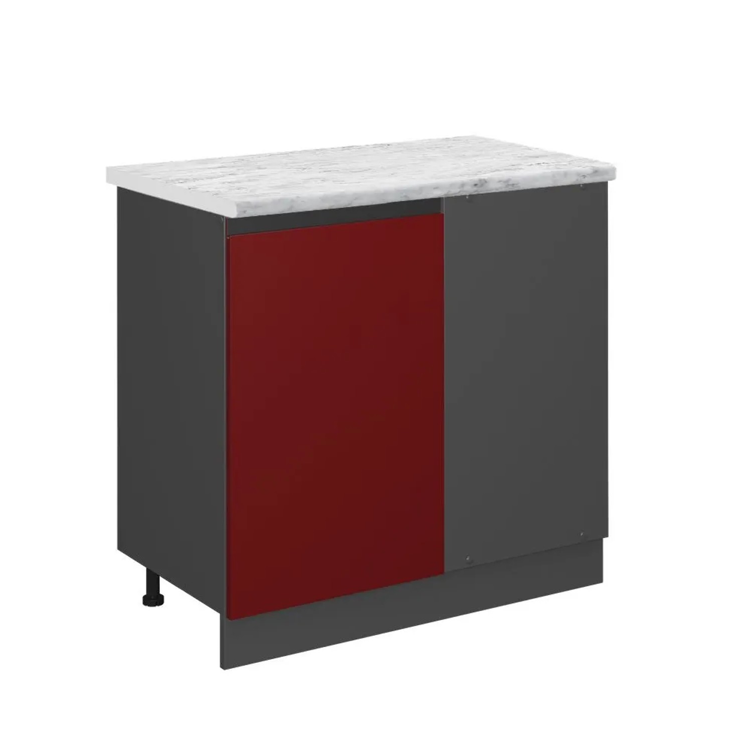 Vicco Eckunterschrank R-Line Küchen Eckschrank Rot Anthrazit J-Shape AP Marmor