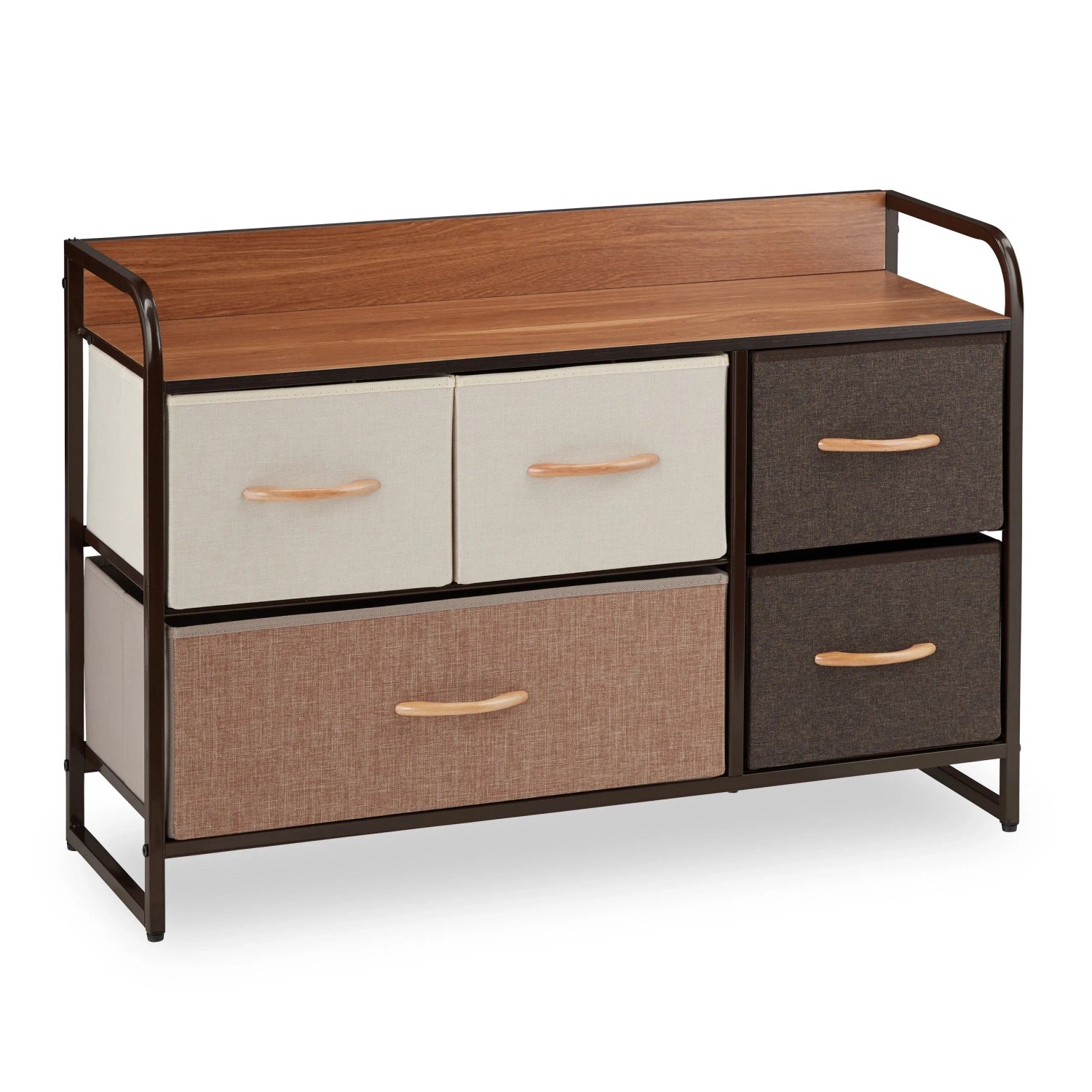 Relaxdays Schubladenschrank MDF Polyester Stahl Creme Holzoptik 58 cm x 87,5 cm x 31,5 cm 9 kg