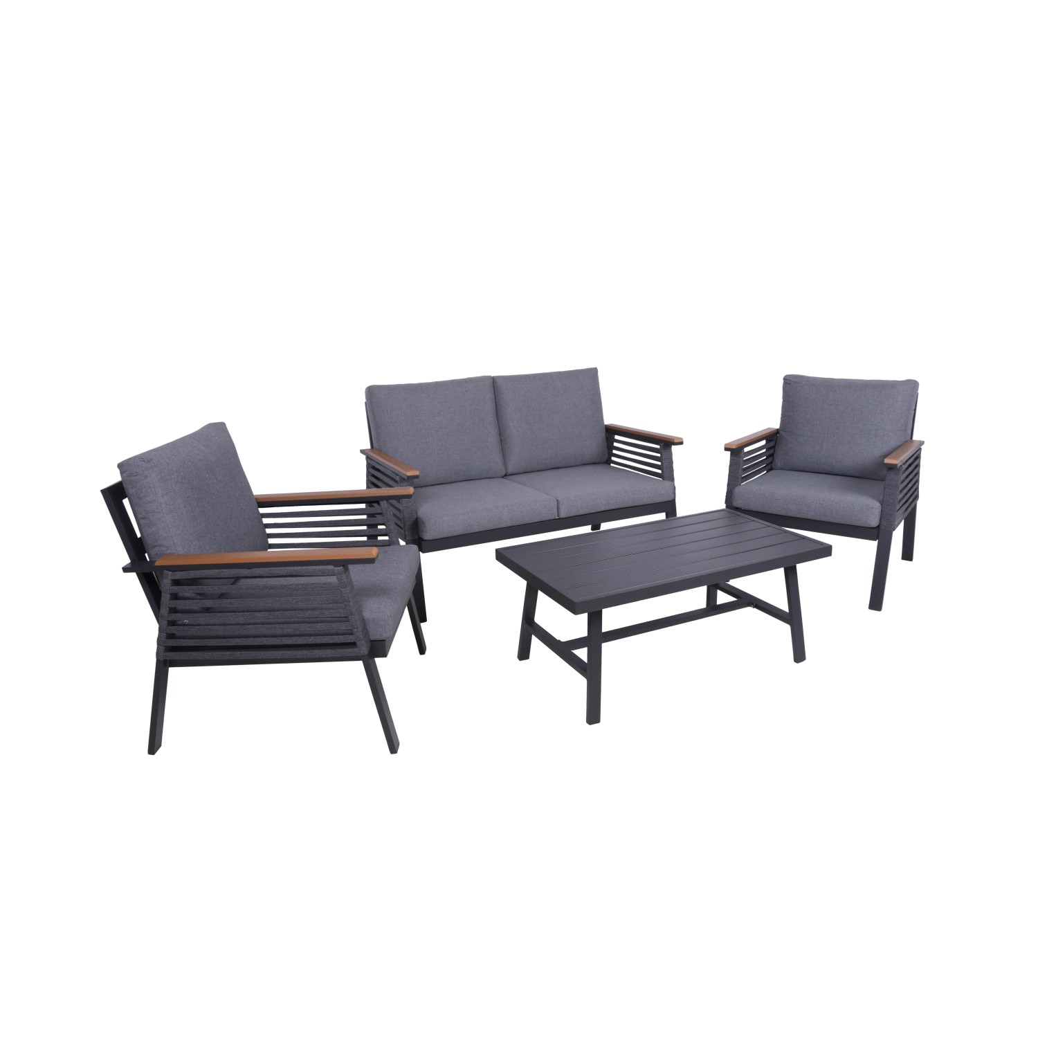 Garden Pleasure Lounge-Gruppe Denia 4-teilig Anthrazit-Grau günstig online kaufen