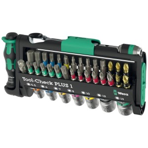 Wera Werkzeugset Plus 1 Tool-Check, 39-teilig. Schraubendreher-Set mit Bits, Ratsche und Nüssen im kompakten Halter.