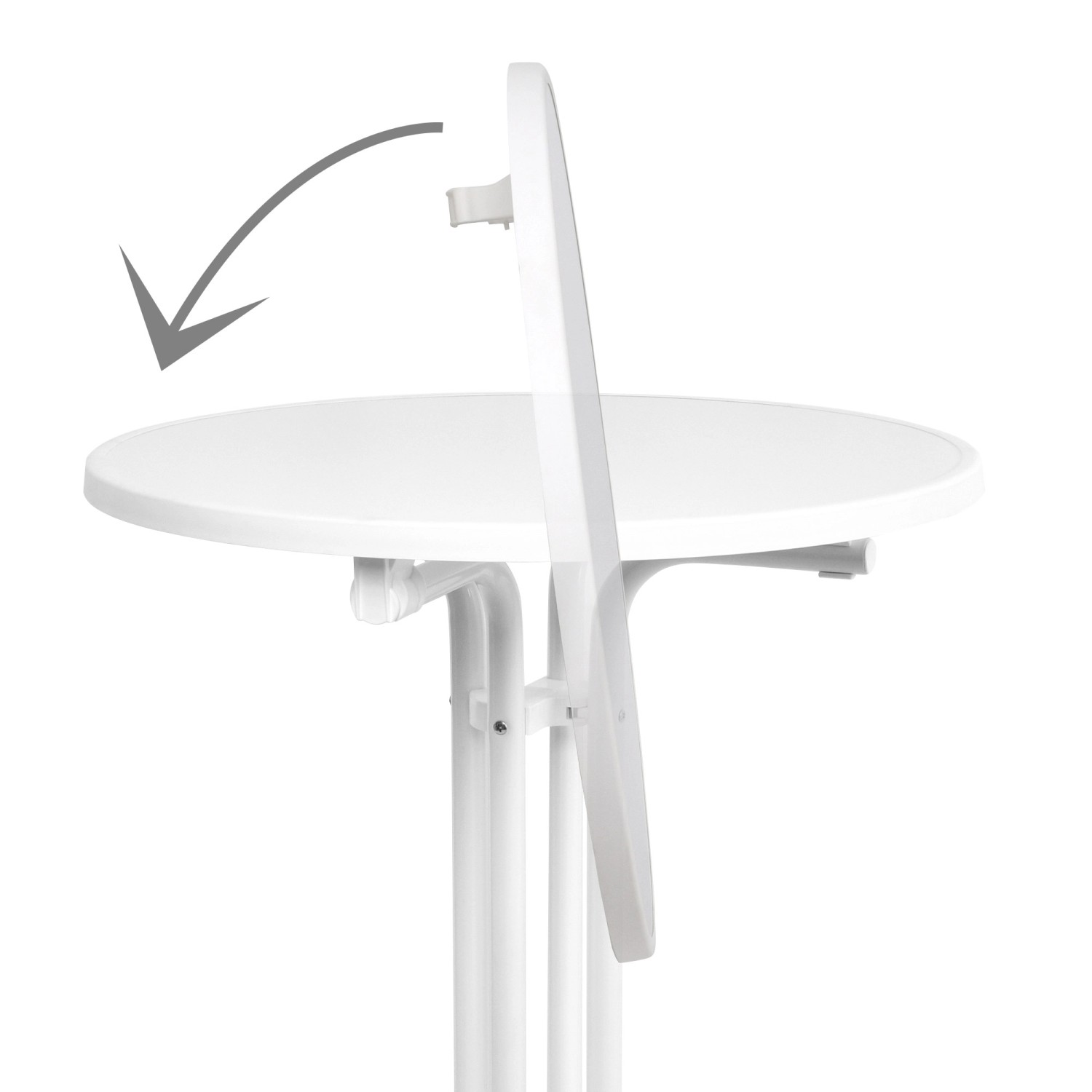 Weißer Beautissu Stehtisch Sylt, klappbar für Indoor & Outdoor. Praktischer Partytisch.