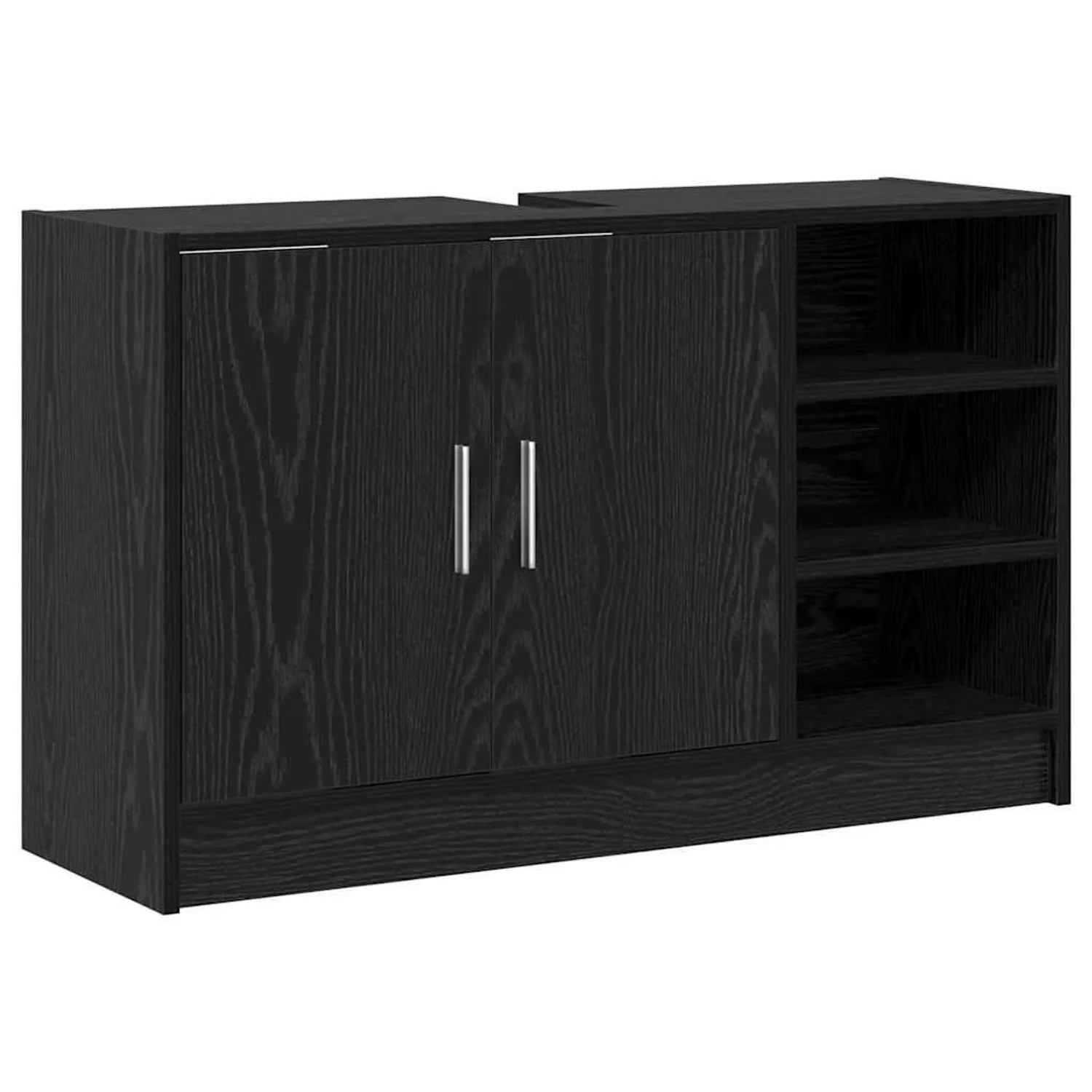 vidaXL Badezimmerschrank mit Tür Schwarz Eichen-Optik 90 x 29 x 55 cm 86921 günstig online kaufen