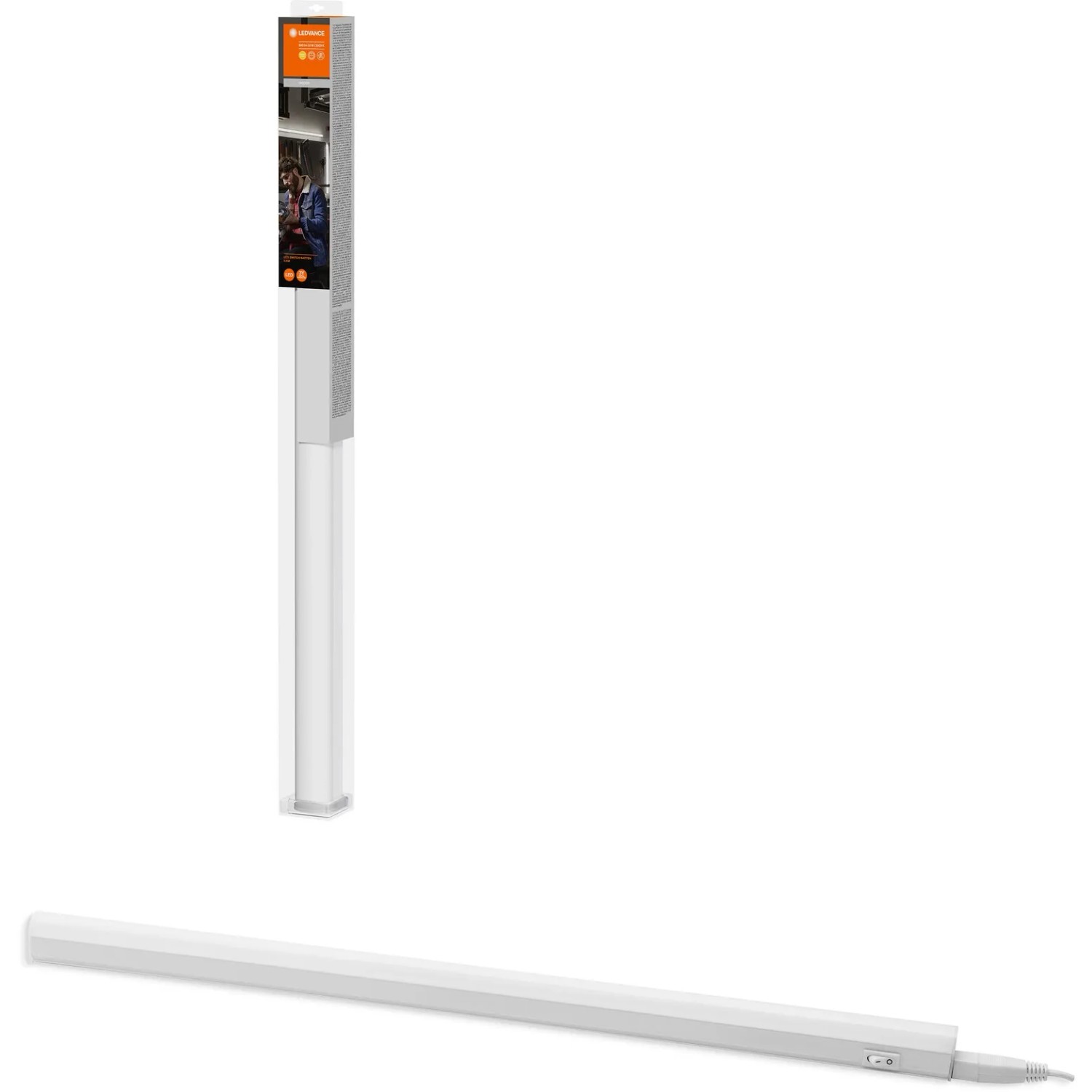 Ledvance LED-Lichtleiste Switch Batten, 60cm, 900lm, weiß. Kompakte Leuchte mit Schalter.