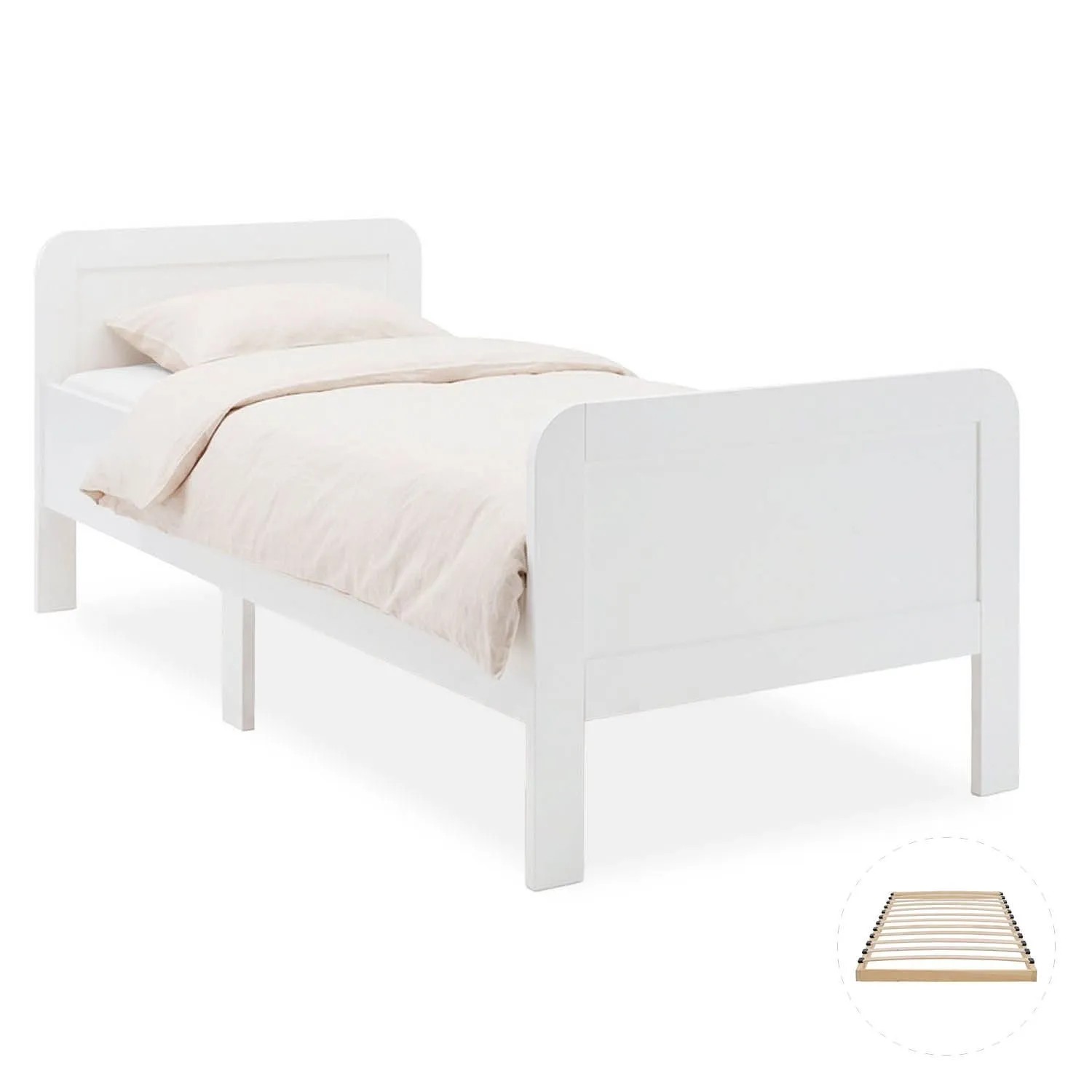 Homestyle4u Komfortbett 90x200 mit Lattenrost in Weiß 2652