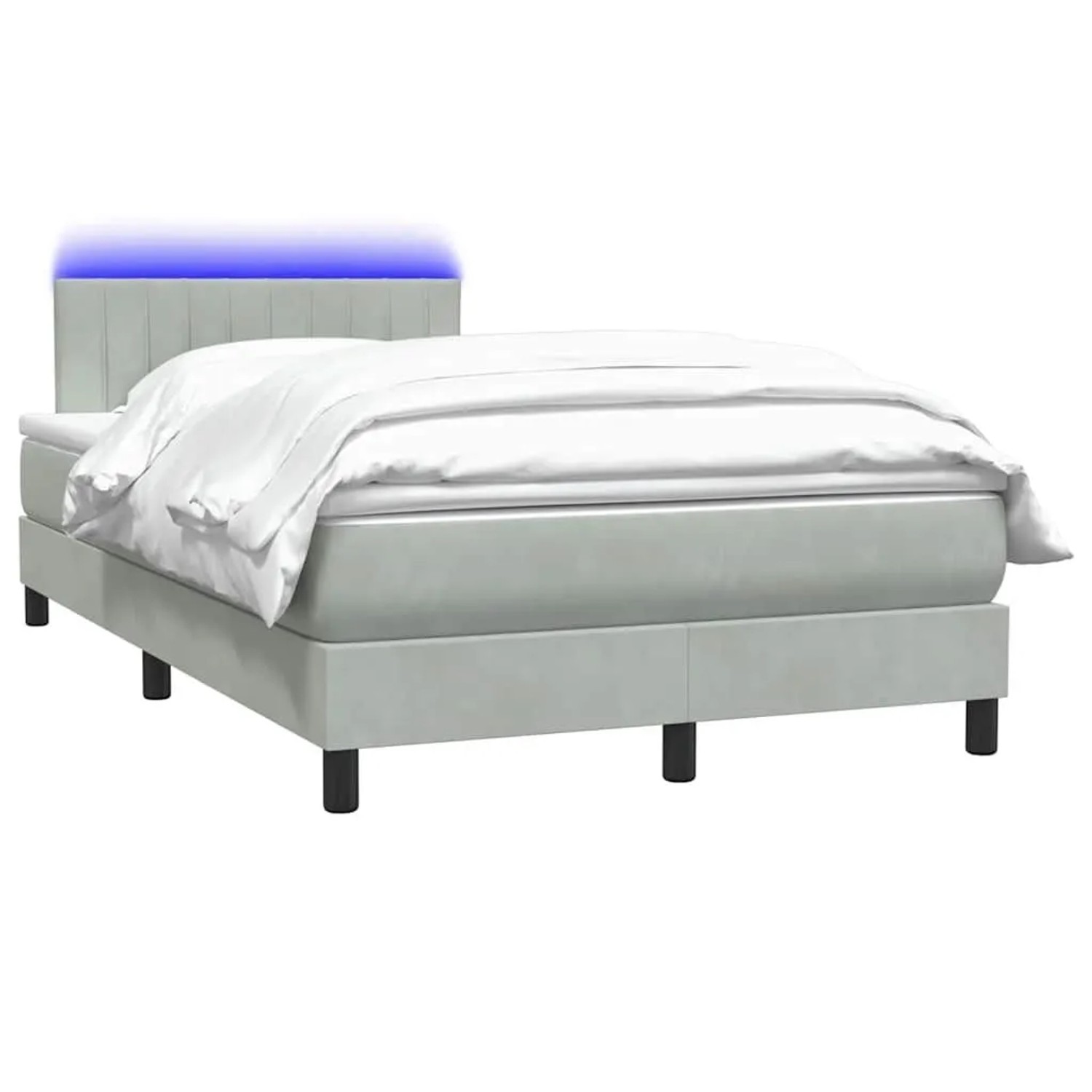 vidaXL Boxspringbett mit Matratze & LED Hellgrau 120x210 cm Samt 3317067 günstig online kaufen