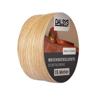 Dalsys Weichsockelleiste selbstklebend, 15m Rolle in Eiche Optik.