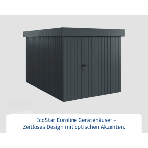 Hörmann EcoStar Gerätehaus Euroline, Flachdach, anthrazitgrau, 237x325 cm.