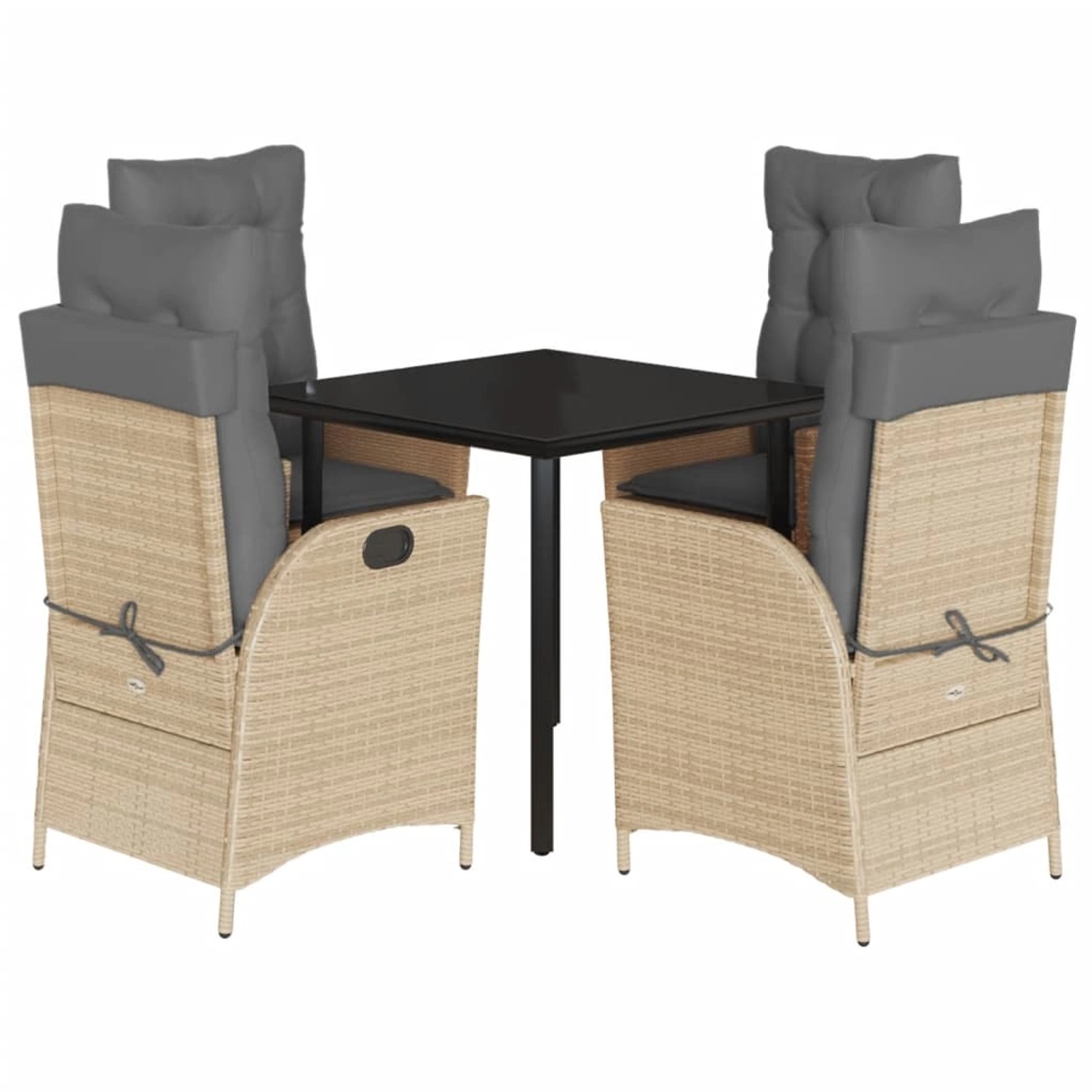 vidaXL 5-Tlg Garten-Essgruppe mit Kissen Beige Poly Rattan 3213265 günstig online kaufen
