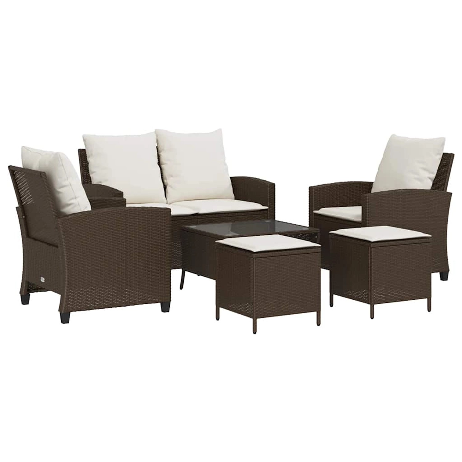 vidaXL 6-Tlg Garten-Sofagarnitur mit Kissen Braun Poly Rattan 3324578 günstig online kaufen