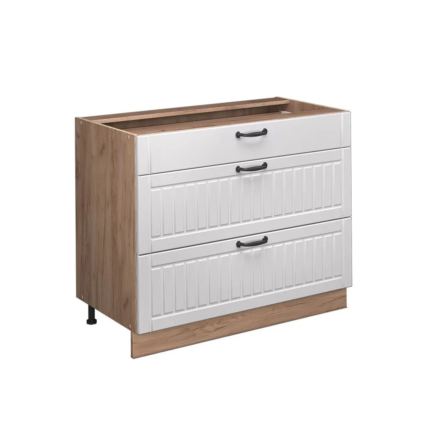 Vicco Küchenunterschrank Fame-Line Weiß Landhaus/Goldkraft Eiche 100 x 82 ohne Arbeitsplatte Art Nr 61639