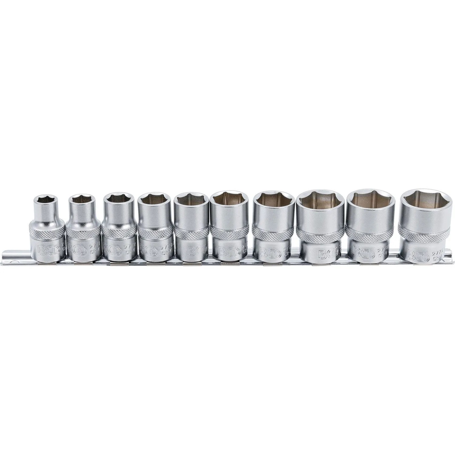 BGS Steckschlüssel Einsatz Satz Sechskant Antrieb Innenvierkant 12 5 Mm  1 2 Zoll  Zollgrößen 10Tlg  9113