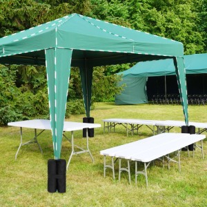 Relaxdays Pavillon Gewichte 4er Set Oxford-Stoff Schwarz Befüllbar 56 cm x 43 cm x 2 cm 160 g