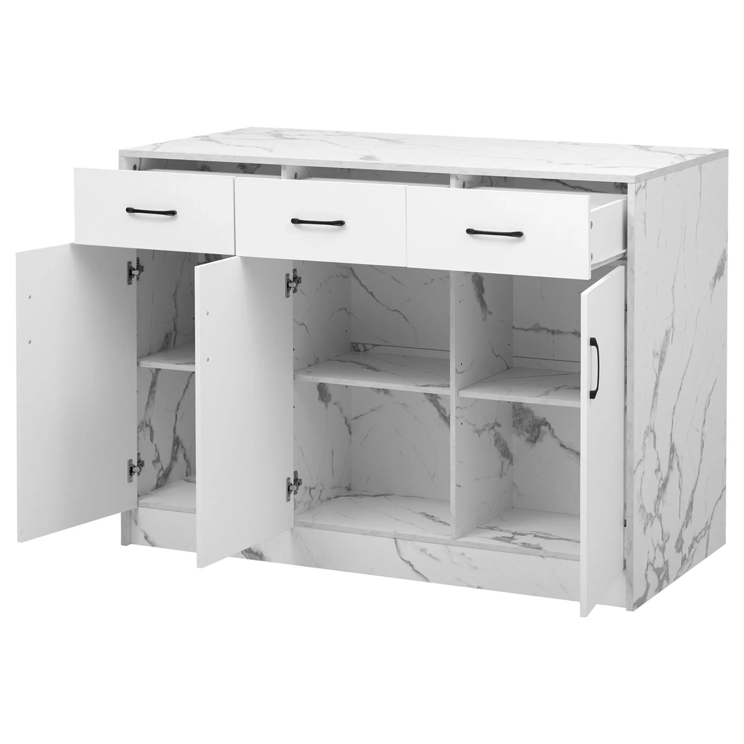 okwish Kücheninsel mit Schubladen Türen Verstellbaren Einlegeböden 120x60x90cm Weiß
