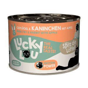 Lucky Lou Katzen-Nassfutter Adult Geflügel & Kaninchen, 200g Dose für ausgewachsene Katzen.