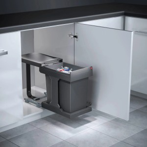 HAILO Abfallsammler Mülleimer Solo 20L Dunkelgrau mit Ausfahrautomatik 3636001