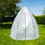 Westmann Überwinterungszelt Avocado im Garten, Foliengewächshaus mit Stahlrahmen und Folie.