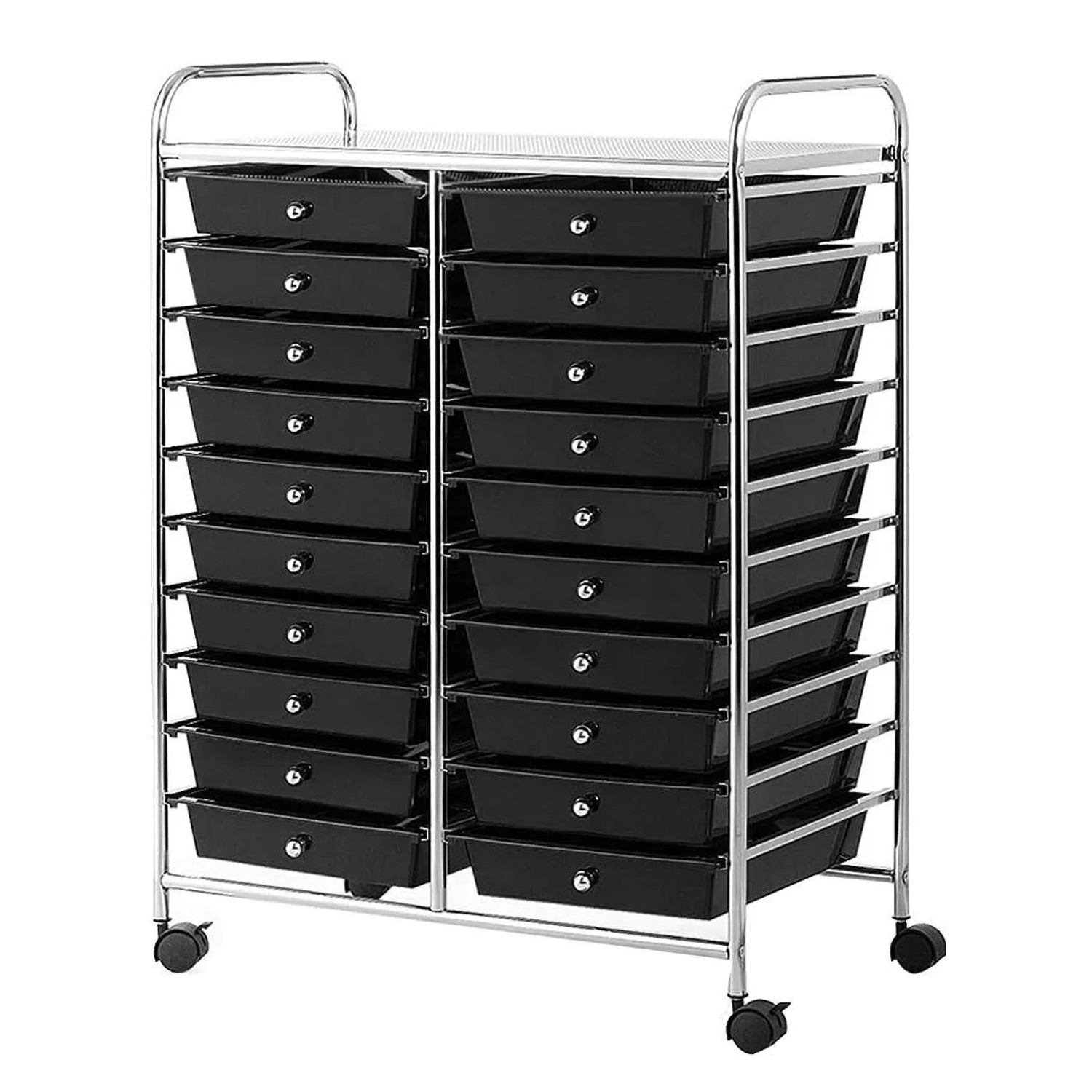 Costway Rollwagen mit 20 Stapelbaren Schubladen Badrollwagen Schwarz günstig online kaufen