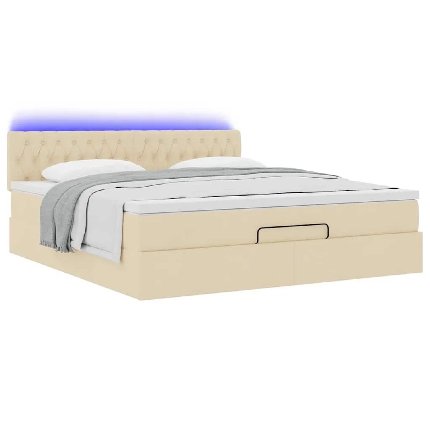 vidaXL Ottoman-Bett mit Matratze und LEDs Creme 160x200 cm Stoff 3312407