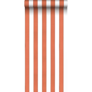 Sanders & Sanders Tapete Streifen Terrakotta und Weiß 53 cm x 10.05 m
