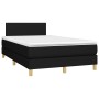 Schwarzes Boxspringbett 120x200 cm mit Matratze und Kopfteil.
