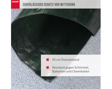 NOOR Abdeckplane 140g/m² Gewebe Plane Mit Ösen PP/PE, Grün, 6 X 8