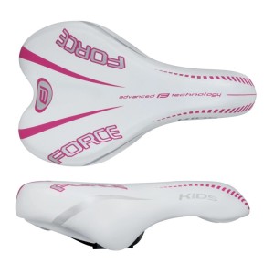 Weiß-pinker Force Kinder Fahrradsattel Kids für 16-20 Zoll Fahrräder.