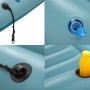 Details der Bestway Hydro Force Floating Platform: Befestigung, Ventil, Halterung mit Getränk.