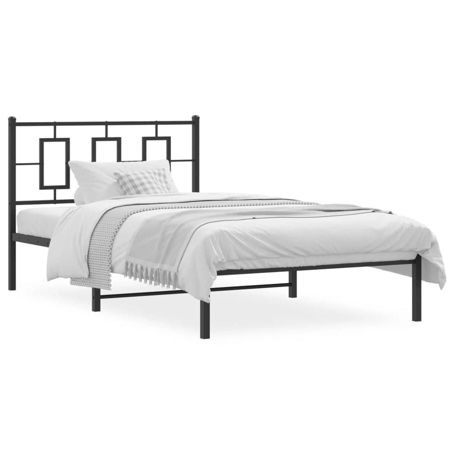 vidaXL Bettgestell mit Kopfteil Metall Schwarz 107x203 cm 374237 günstig online kaufen