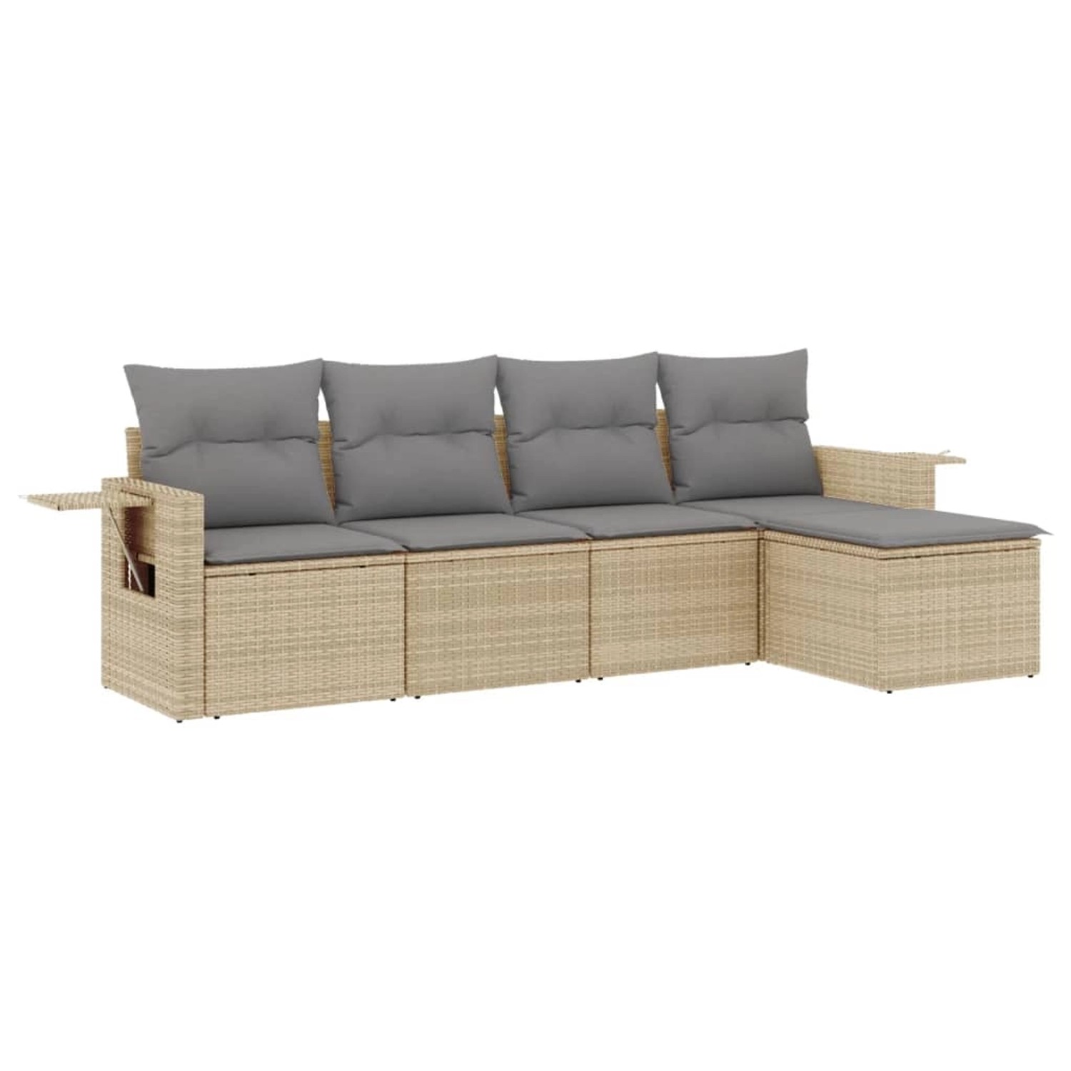 vidaXL 5-Tlg Garten-Sofagarnitur mit Kissen Beige Poly Rattan 3220088 günstig online kaufen